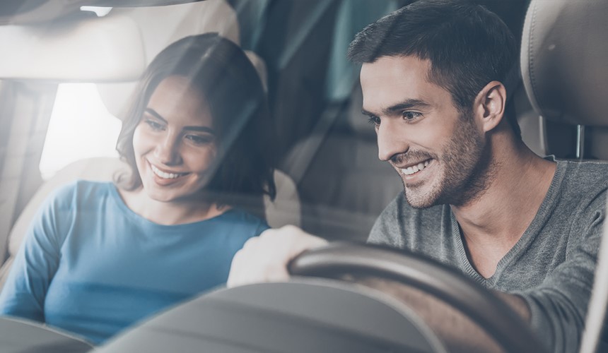 car loan young couple in car